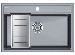 Комплект Paulmark: мойка Stepia 80 и коландер Advance PM117551-GRM+A375-BS серый металлик/брашированная нержавеющая сталь